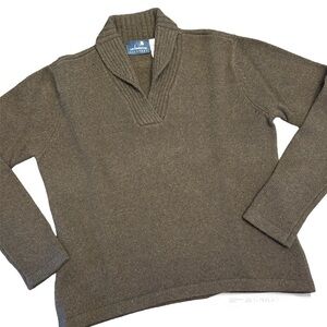 Liz Claiborne LizSport Wool Angora Brown Shawl Collar Sweater Vintage Size Med